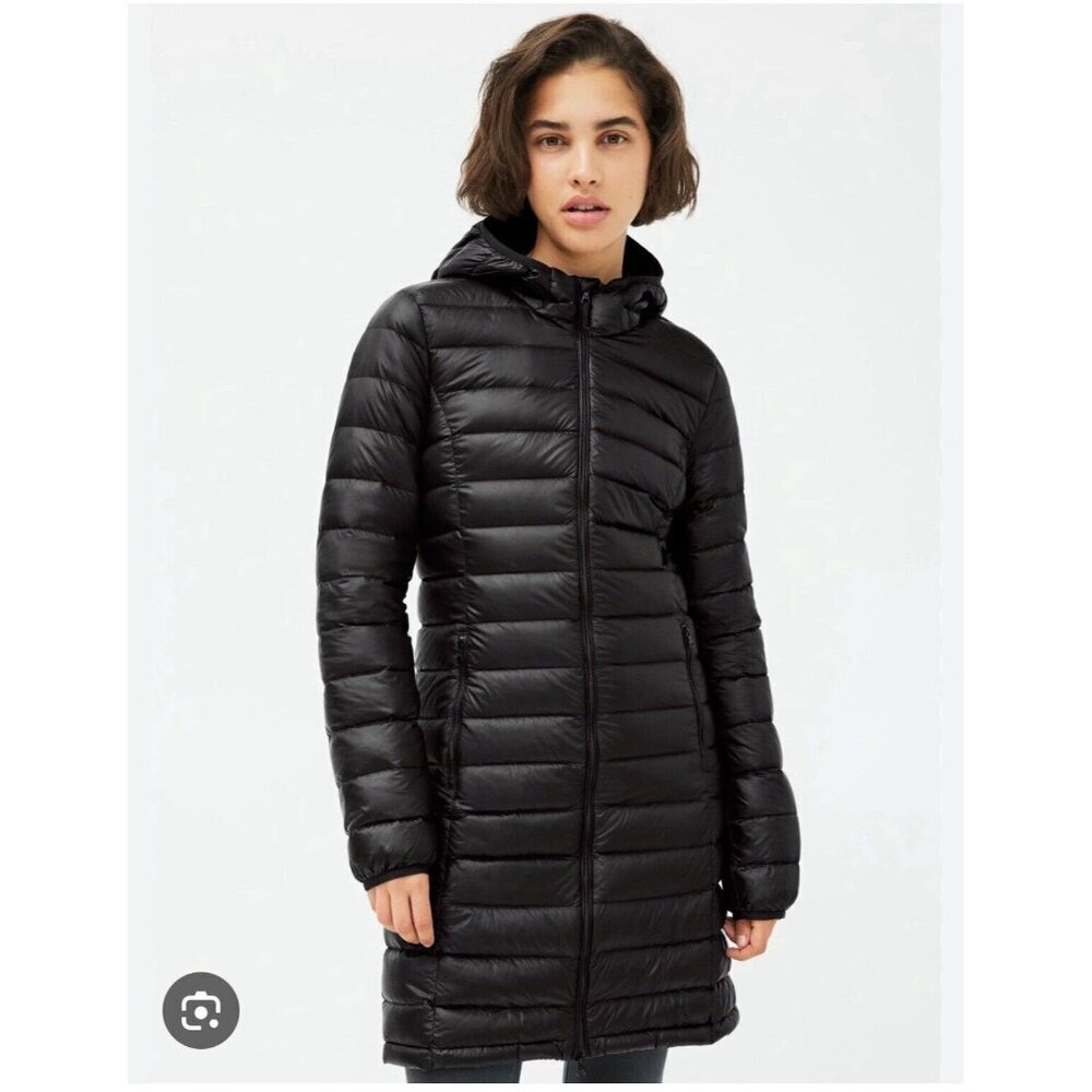 Aritzia Tna Botanie Packable Down Long Jacket Size Small Black